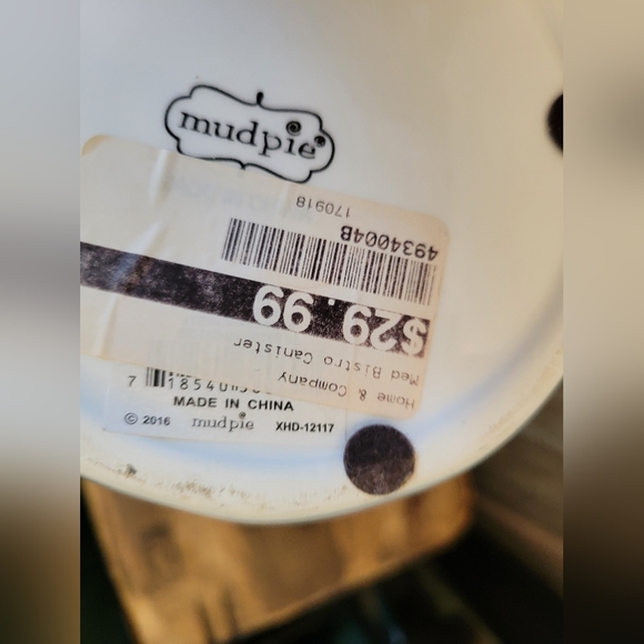 NWT 2016 mud pie large bistro canister with lid cute details - Picture 2 of 13